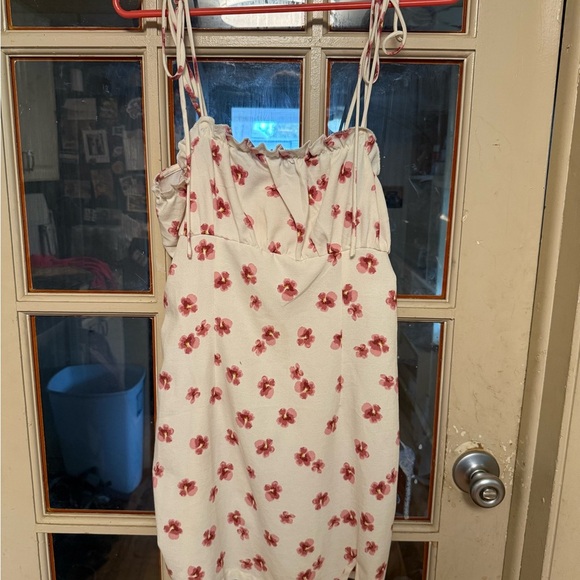 Zaful Dresses & Skirts - Zaful Cream Dress with Pink Floral Print